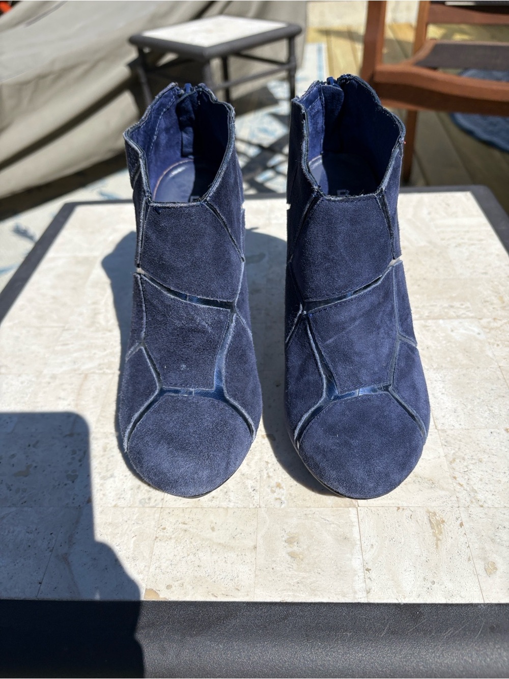 United Nude Navy Suede Patchwork Ankle Boots